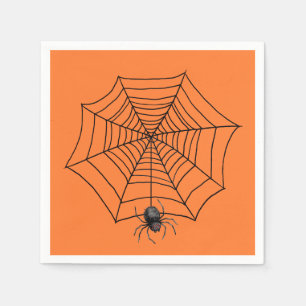 Serviette En Papier Araignée d'Halloween dans une toile 