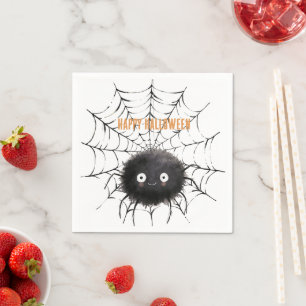 Serviette En Papier Araignée noire Halloween sur toile