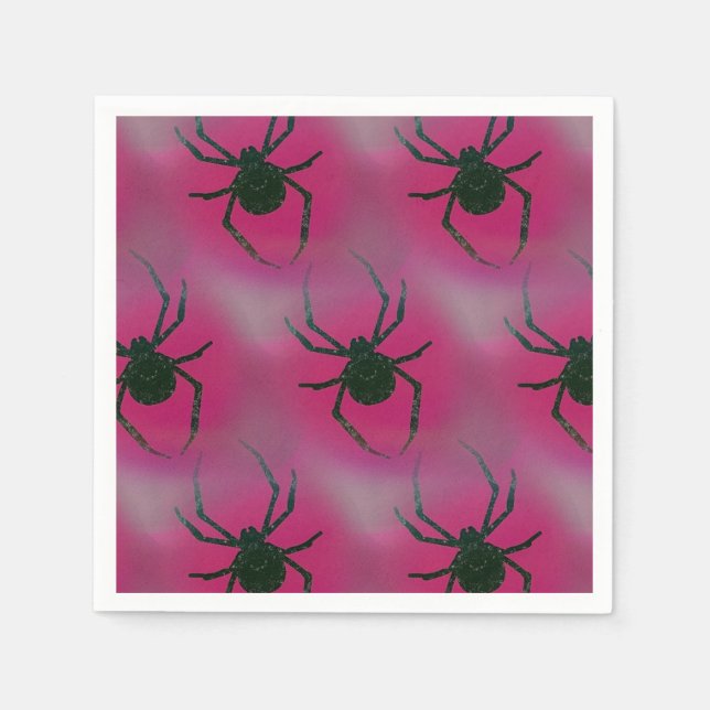 Serviette En Papier Araignées en rose (Devant)