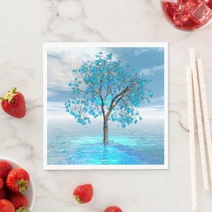 Serviette En Papier Arbre Bleu Cristal