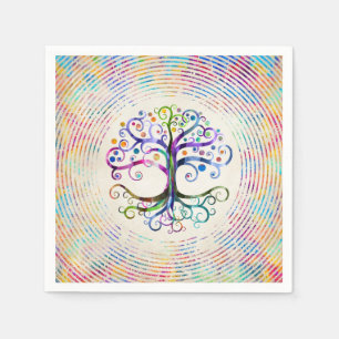 Serviette En Papier Arbre d'aquarelle de la vie