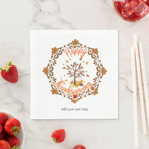 Serviette En Papier Arbre d'automne Mandala Fall Foliing & Thanksgivin