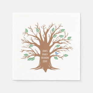 Serviette En Papier Arbre de famille personnalisé avec feuilles et ois
