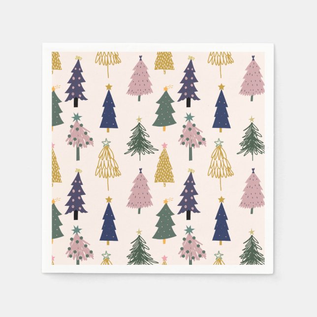 Serviette En Papier Arbre de Noël à motifs, Noël (Devant)
