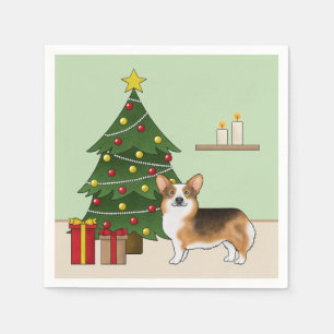 Serviette En Papier Arbre de Noël au Tri Pembroke Welsh Corgi roux