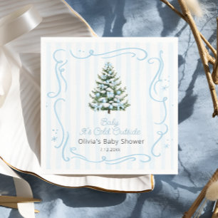 Serviette En Papier Arbre de Noël Bleu Hiver Baby Shower