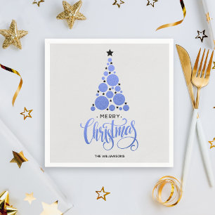 Serviette En Papier Arbre de Noël bleu moderne Naples de vacances
