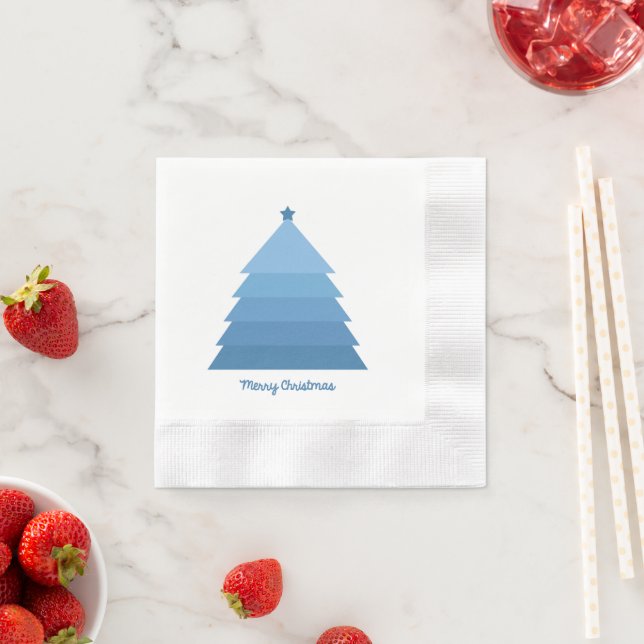 Serviette En Papier Arbre de Noël bleu Napkin (En situation)