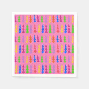 Serviette En Papier Arbre de Noël coloré Pop Art rose