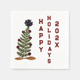 Serviette En Papier Arbre de Noël de la fleur de pressoir séchée