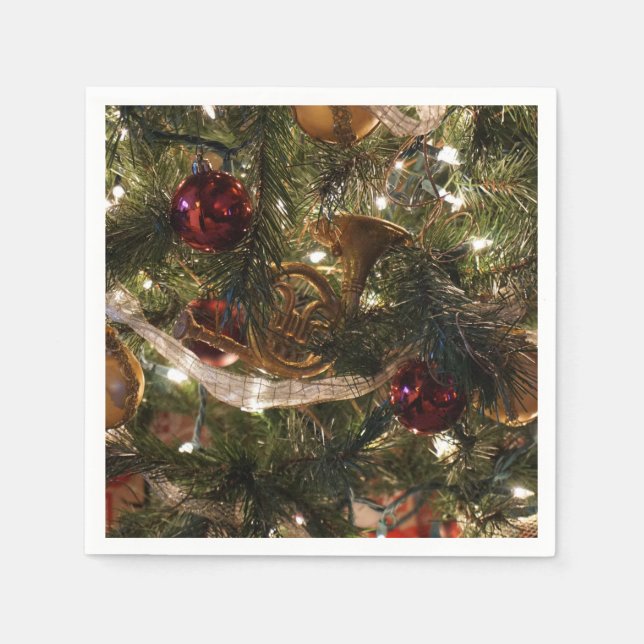 Serviette En Papier Arbre de Noël décoré (Devant)