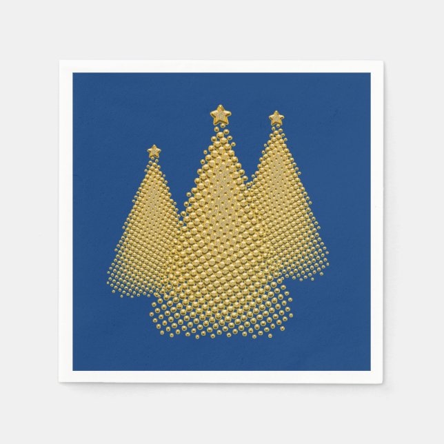 Serviette En Papier Arbre de Noël d'or (Devant)