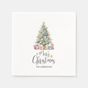 Serviette En Papier Arbre de Noël Elegant Personnalisé