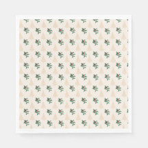 Arbre de Noël et Holly en papier crème serviettes