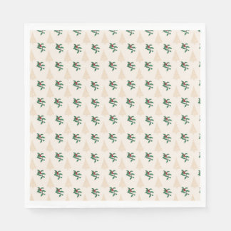 Serviette En Papier Arbre de Noël et Holly en papier crème serviettes