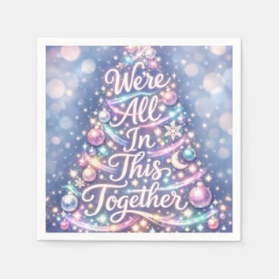 Serviette En Papier Arbre de Noël Étincelant avec Texte