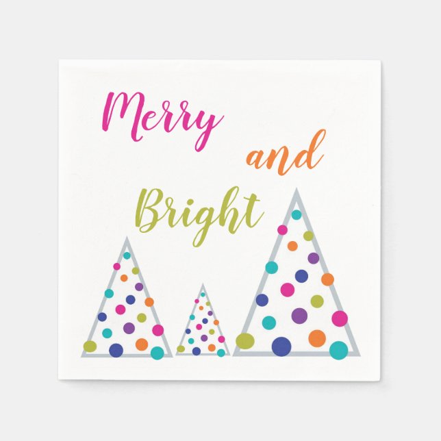 Serviette En Papier Arbre de Noël joyeux et lumineux (Devant)