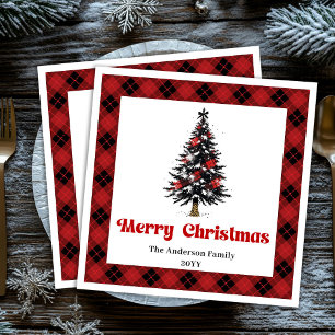 Serviette En Papier Arbre de Noël moderne Napkin carreaux de Buffalo