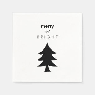 Serviette En Papier Arbre de Noël moderne noir et blanc