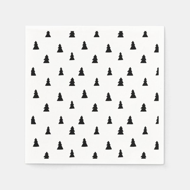 Serviette En Papier Arbre de Noël noir Motif scandinave (Devant)
