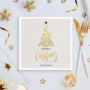 Serviette En Papier Arbre de Noël Or moderne Naples de vacances