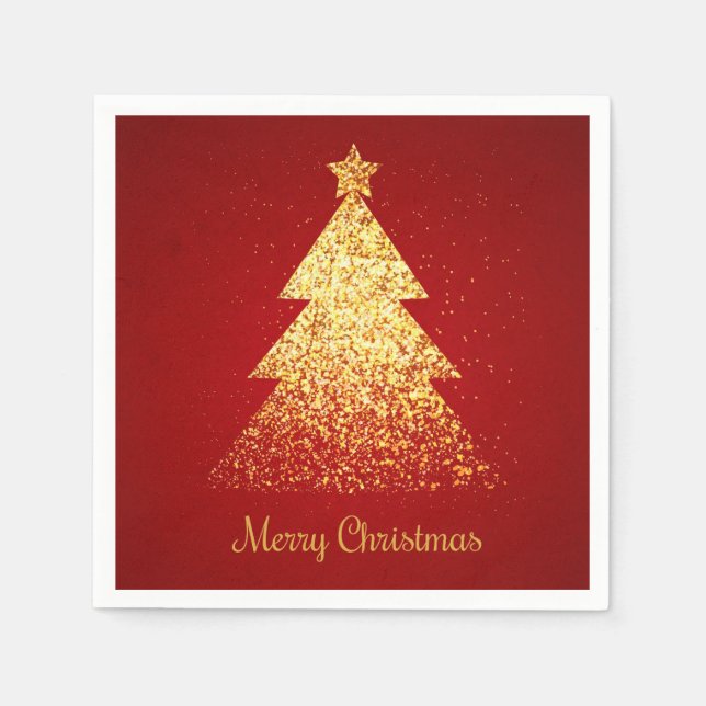Serviette En Papier Arbre de Noël Parties scintillant d'or (Devant)