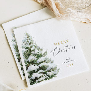 Serviette En Papier Arbre de Noël Pin Sylvestre enneigé
