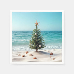 Serviette En Papier Arbre de Noël tropical sur une plage