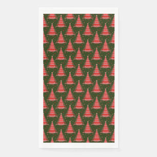 Serviette En Papier Arbre de Noël Vert Rouge Motif Design