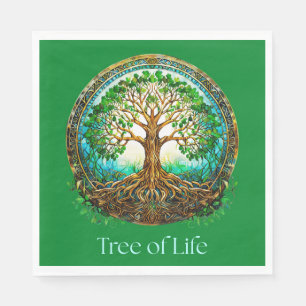 Serviette En Papier Arbre de vie celtique en vert émeraude