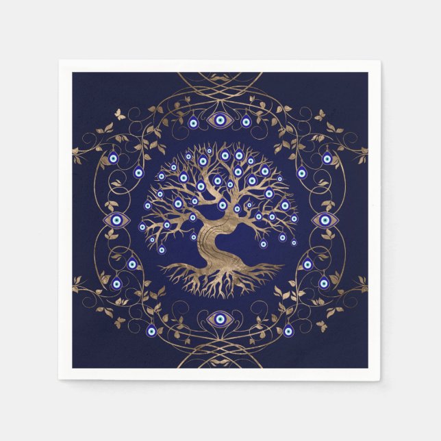 Serviette En Papier Arbre de vie OEil mal ornament (Devant)