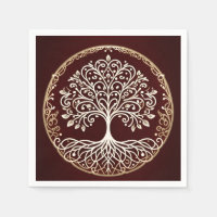 Arbre de Vie Rustique Rouge Foncé Mariage Celtique