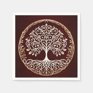 Serviette En Papier Arbre de vie Rustique rouge foncé Mariage celtique