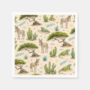 Serviette En Papier Arbre divi d'Aruba, âne, iguane, cactus