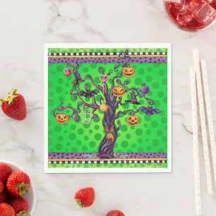 Serviette En Papier Arbre effrayant d'Halloween