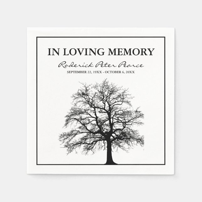 Serviette En Papier Arbre élégant | Dans les funérailles de mémoire am (Devant)