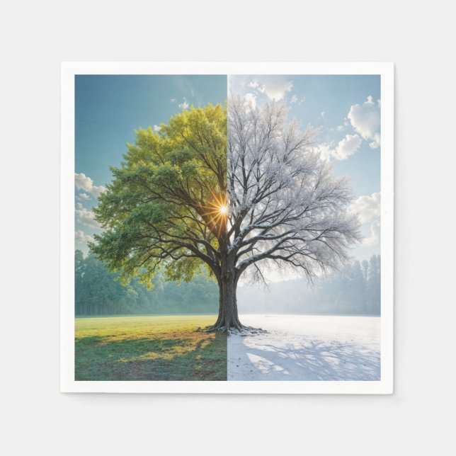 Serviette En Papier Arbre En Chêne En Double Saison (Devant)