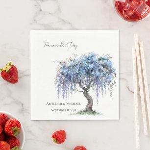 Serviette En Papier Arbre Fleurissant Violet Romantique Mariage