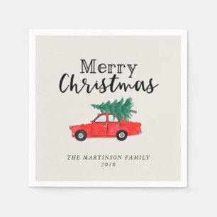 Serviette En Papier Arbre frais de coupe de Noël   de ferme sur la