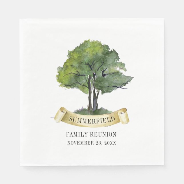 Serviette En Papier Arbre généalogique de la famille aquarelle personn (Devant)