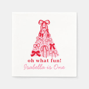 Serviette En Papier Arbre Moderne Rose Rouge Ruban 1er Anniversaire