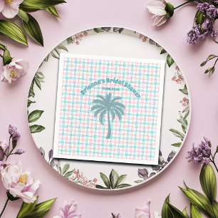 Serviette En Papier Arbre Palmier Azur Rose Bridal Shower à Carreaux