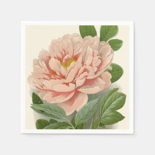 Serviette En Papier Arbre Peony - Design botanique Vintage élégant