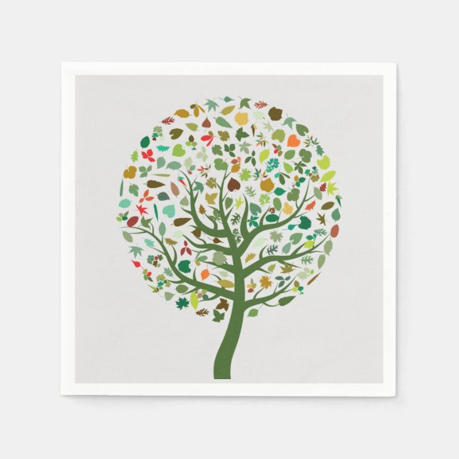Serviette En Papier Arbre vert illustration pique-nique (Devant)