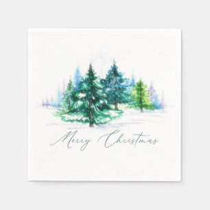 Serviette En Papier Arbres à l'aquarelle 