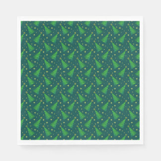 Serviette En Papier Arbres de Noël aux étoiles d'or