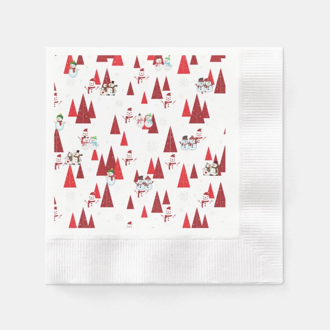 Serviette En Papier Arbres de Noël des neigeurs (Devant)