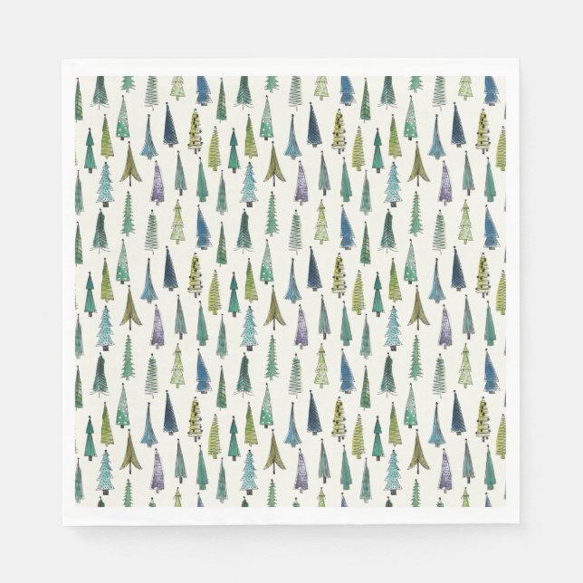 Serviette En Papier Arbres de Noël lunaires (Devant)