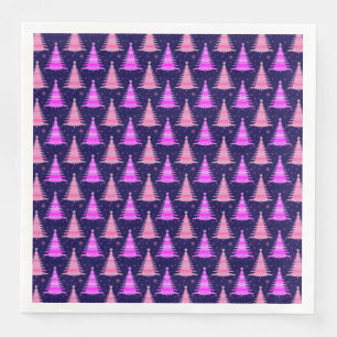 Serviette En Papier Arbres de Noël Motif bleu rose