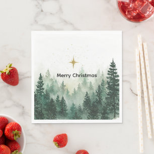 Serviette En Papier Arbres de Noël verts Gold Star